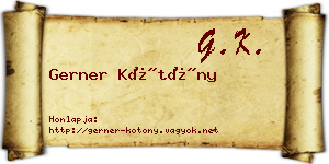 Gerner Kötöny névjegykártya